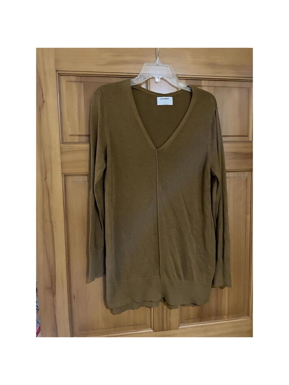 Women’s Old Navy V Neck Knitted Sweater Brown L Large light loose fit